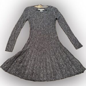 Max Studio Gray Long Sleeve Fit and Flare Knit Dress